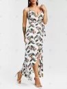 Flower Leaves Print Wrap Maxi Dress