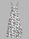 Flower Leaves Print Wrap Maxi Dress