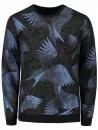 Foldover Paper Spider Web Printed Pullover Sweatshirt