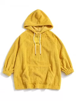 Frog Button Ribbed Fuzzy Hoodie
