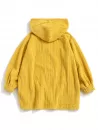 Frog Button Ribbed Fuzzy Hoodie