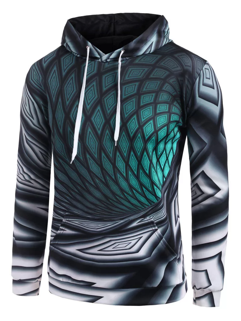 Front Pocket Geometric 3d Print Hoodie