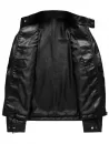 Front Pocket Tab Collar Faux Leather Zip Jacket