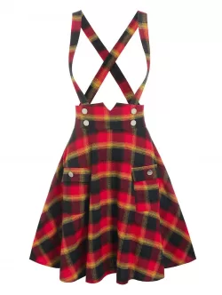 Front Pockets Crisscross Suspender Skirt
