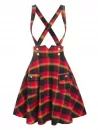 Front Pockets Crisscross Suspender Skirt