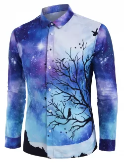Galaxy Tree  Print Long Sleeve Shirt