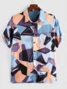 Geometric Print Short Sleeve Pocket Shirt