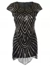 Gergeous Round Neck Sleeveless Striped Sequins Embellished Irregular Hem Club Dress For Women