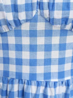 Gingham Puff Sleeve Tiered Dress