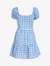 Gingham Puff Sleeve Tiered Dress