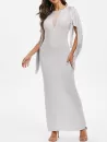 Glitter Fringed Mesh Panel Maxi Bodycon Dress