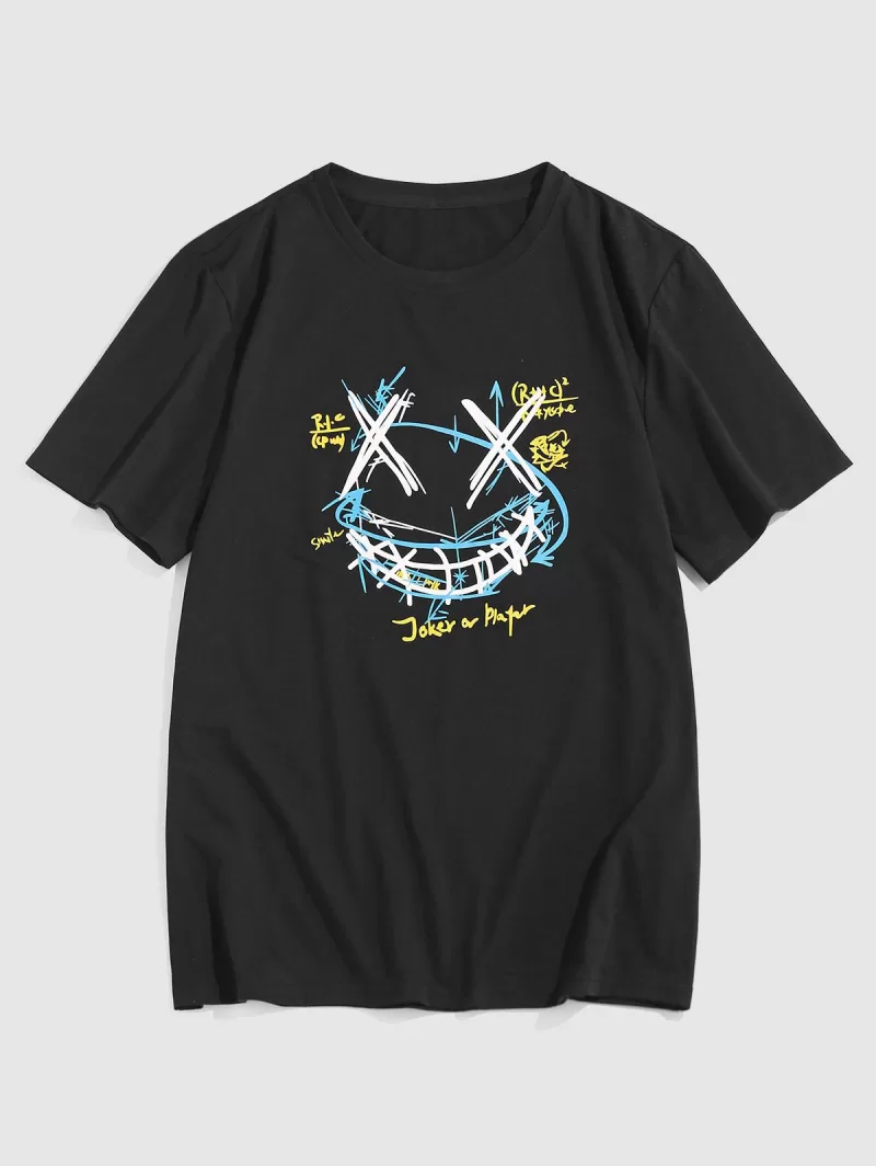 Graffiti Joker Face Pattern Funny T-shirt
