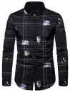 Graphic Pattern Button Long-sleeved Shirt