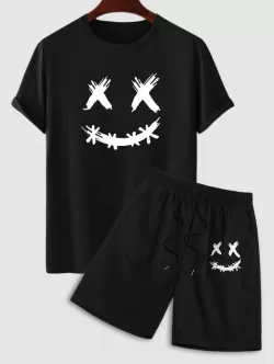 Grimace Graphic Cotton T-shirt With Drawstring Shorts Two Piece Set