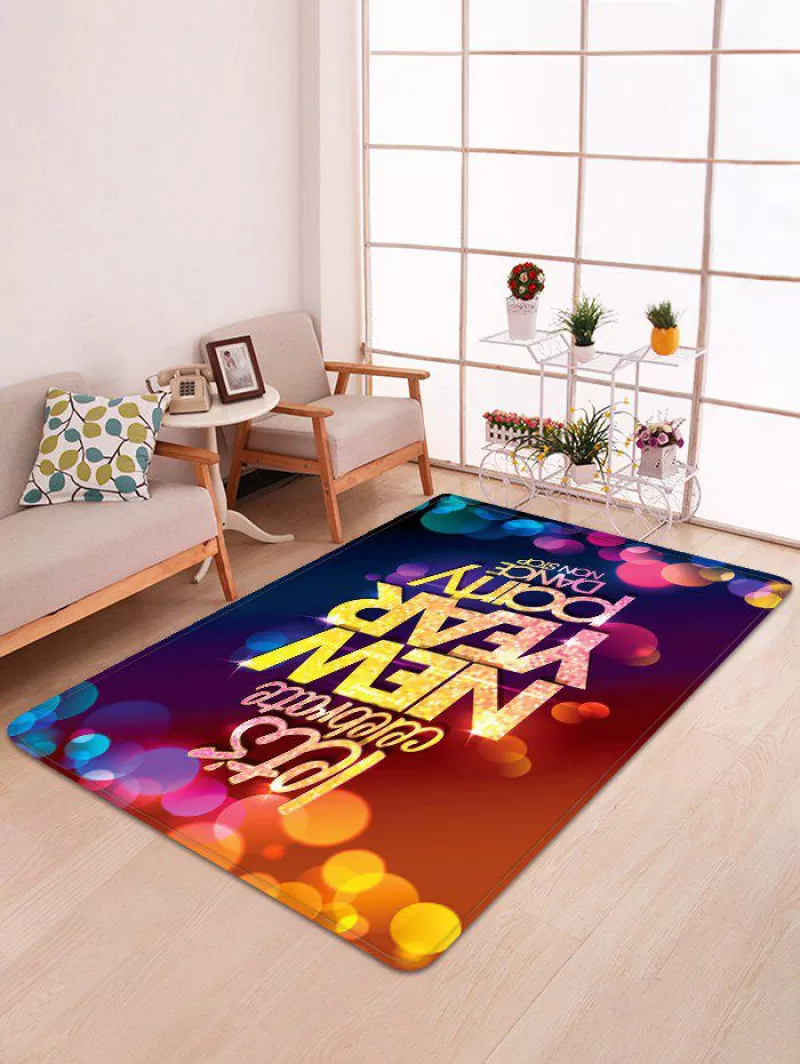 Happy New Year Letter Pattern Non-slip Area Rug
