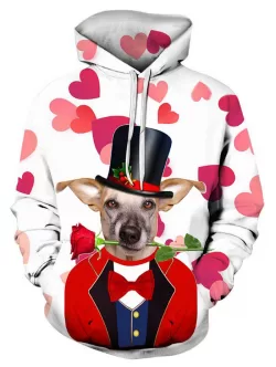 Heart Animal Print Pocket Hoodie
