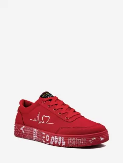 Heart Ecg Pattern Canvas Board Shoes
