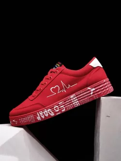 Heart Ecg Pattern Canvas Board Shoes