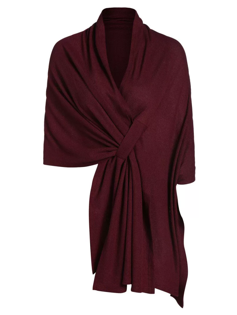 High Low Asymmetrical Knit Solid Cape