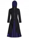 Hooded Zip Front Lace Up Two Tone Halloween Coat