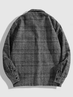Houndstooth Pattern Casual Zip Jacket