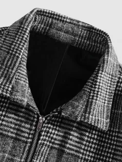 Houndstooth Pattern Casual Zip Jacket