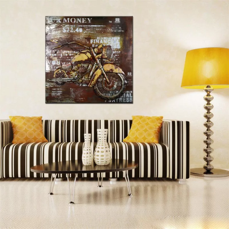 Hua Tuo Motorcycle Oil Painting Size 70 X 70cm Ht