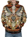 Indian Eagle Dreamcatcher Pattern Front Pocket Pullover Hoodie