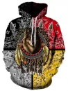Indian Wolf Graphic Pouch Pocket Drawstring Hoodie
