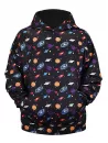 Kangaroo Pocket Universe Planets Print Hoodie