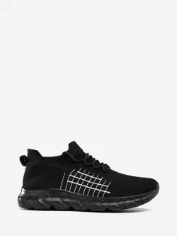 Knit Plaid Pattern Breathable Lightweight Sport Shoes