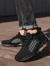 Knit Plaid Pattern Breathable Lightweight Sport Shoes