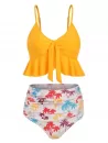 Knot Coconut Palm Ruched Hawaii Tankini Swimsuit