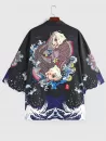 Koi Fish Ocean Waves Print Kimono Cardigan
