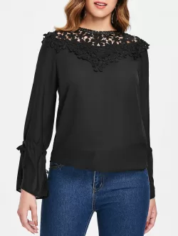 Lace Panel Round Neck Blouse
