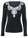 Lace Splicing Long Sleeve Blouse