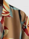Leaves Print Hawaii Style Shirt With Tapered Pants Two Piece Set