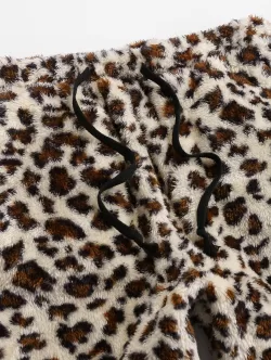 Leopard Pattern Faux Fur Fluffy Pants