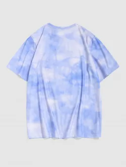Letter Floral Printed Tie Dye T-shirt