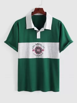 Letter Graphic Colorblock Short Sleeve T-shirt