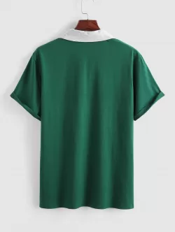 Letter Graphic Colorblock Short Sleeve T-shirt