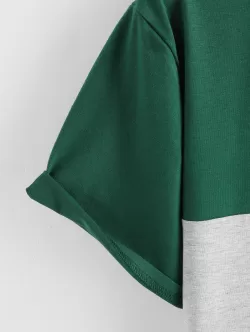 Letter Graphic Colorblock Short Sleeve T-shirt