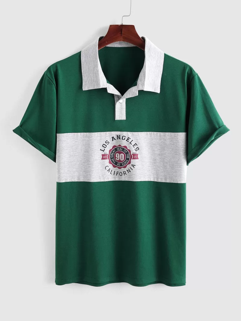 Letter Graphic Colorblock Short Sleeve T-shirt