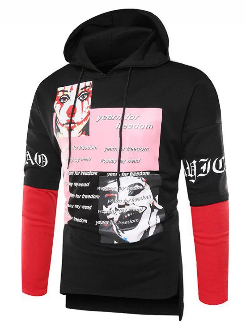 Letter Graphic Print Drawstring Hoodie
