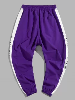 Letter Pattern Colorblock Casual Jogger Pants