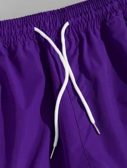 Letter Pattern Colorblock Casual Jogger Pants