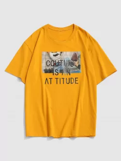 Letter Photograph Print Graphic T-shirt