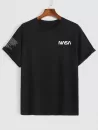 Letter Printed T-shirt And Colorblock Shorts Set