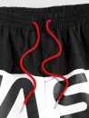 Letter Printed T-shirt And Colorblock Shorts Set