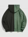 Letters Embroidered Two Tone Suede Hoodie